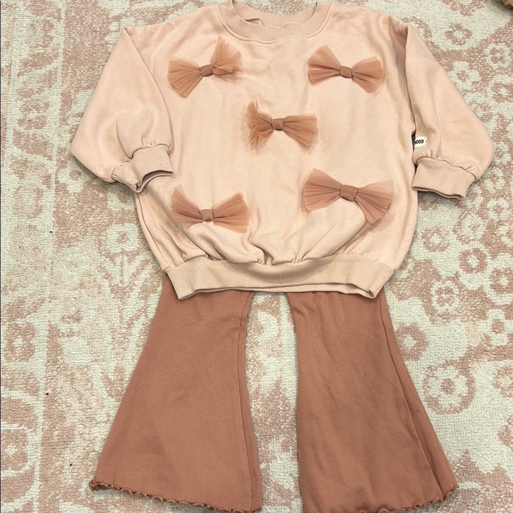 NEXT Pink Bow Sweatshirt and Pants Set
